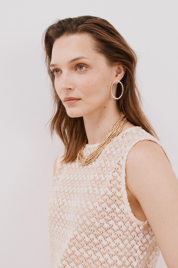 Cortefiel Top estructura lúrex Marfil