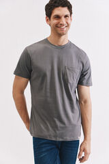 Cortefiel Playera básica bolsillo Gris