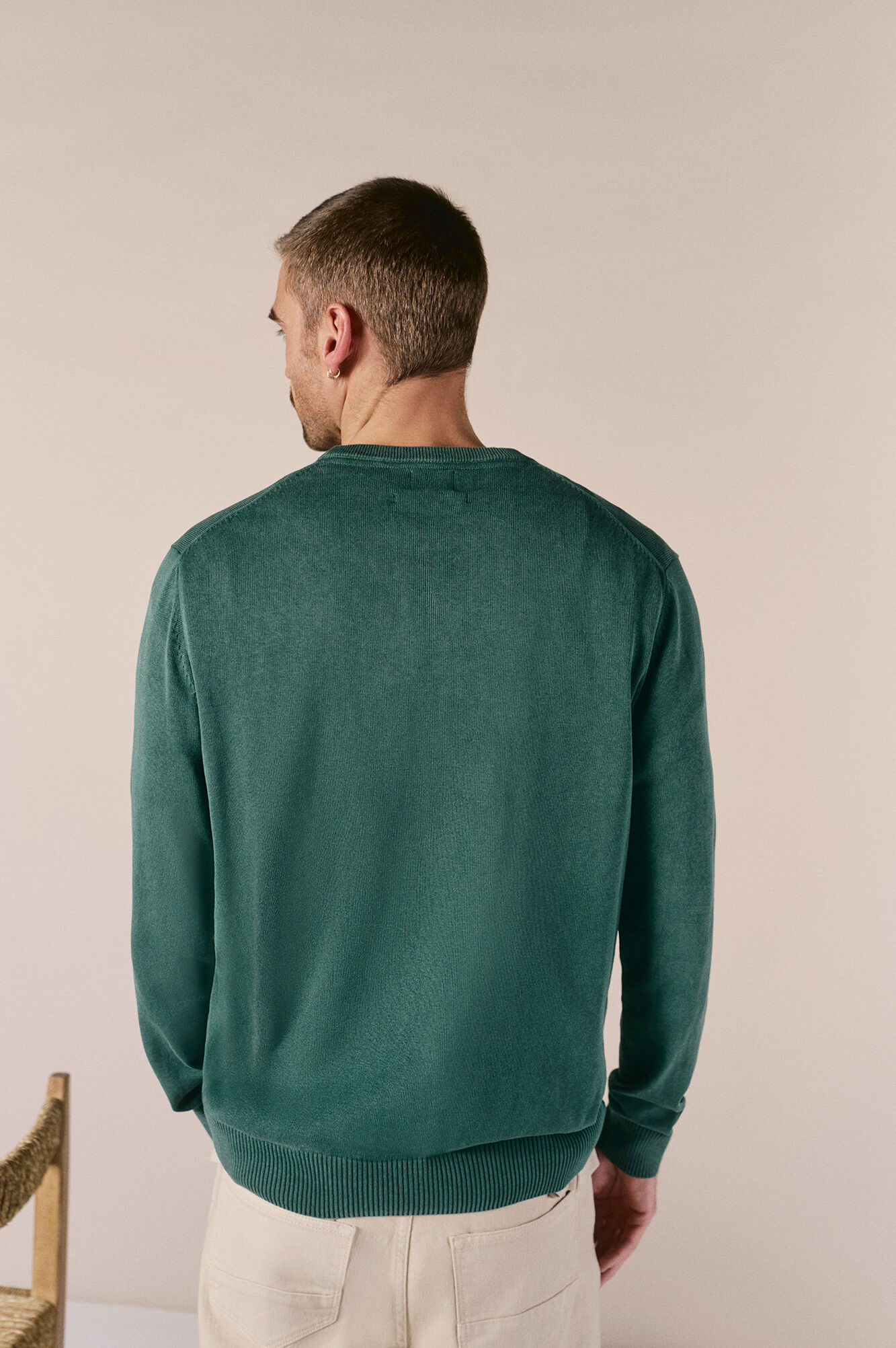 OOTO Jersey cuello redondo algod&oacute;n lavado Verde