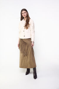 Slowlove Falda de ante sint&eacute;tico con flecos