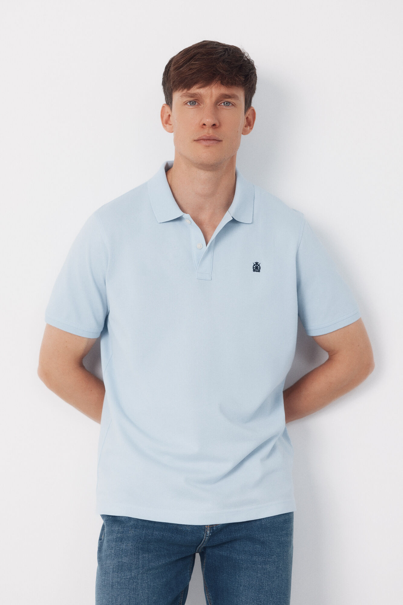 Cortefiel Polo b&aacute;sico piqu&eacute; Azul