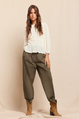 Slowlove Pantal&oacute;n de sarga con pinzas Verde oscuro