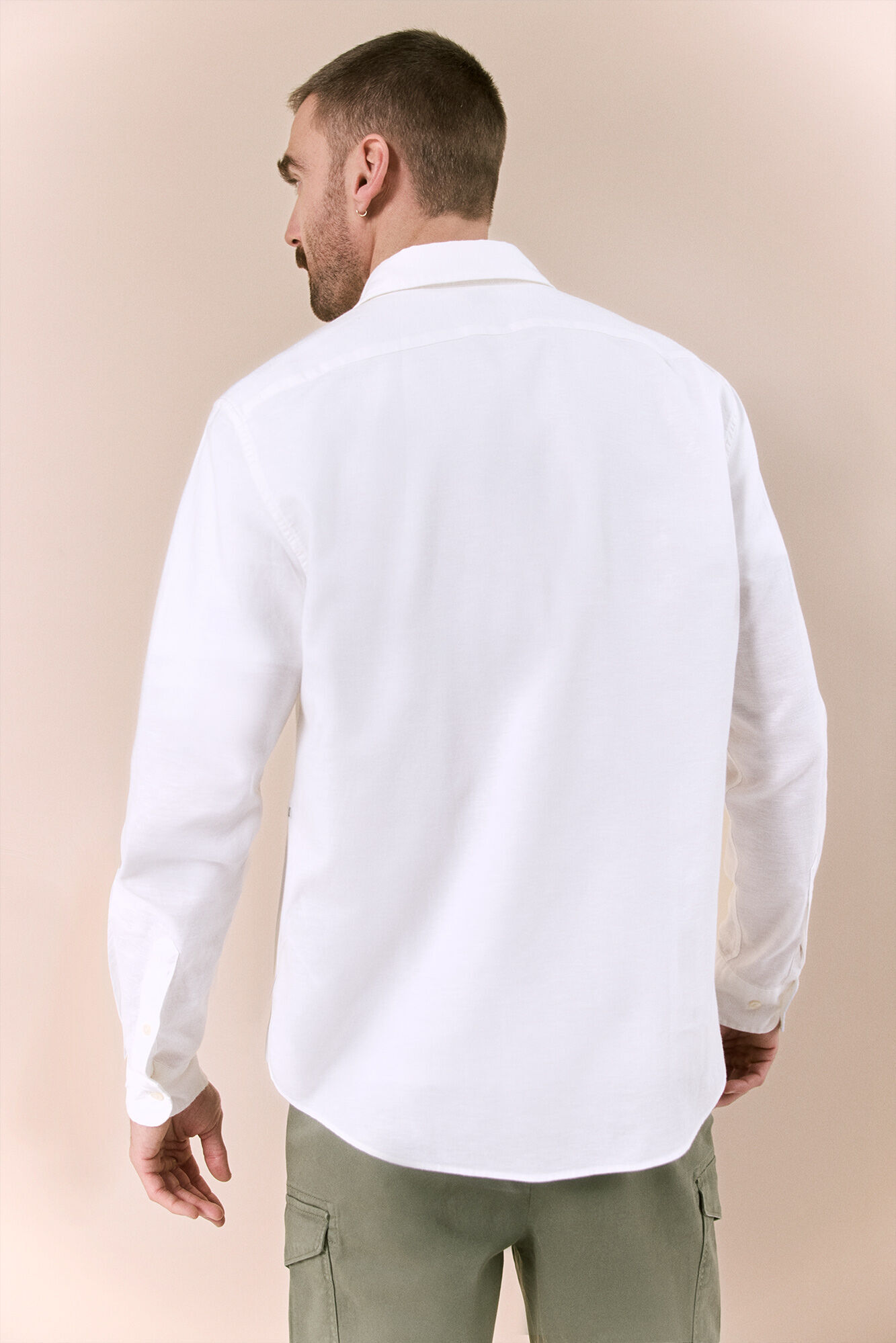 OOTO Camisa algod&oacute;n lino manga larga Blanco