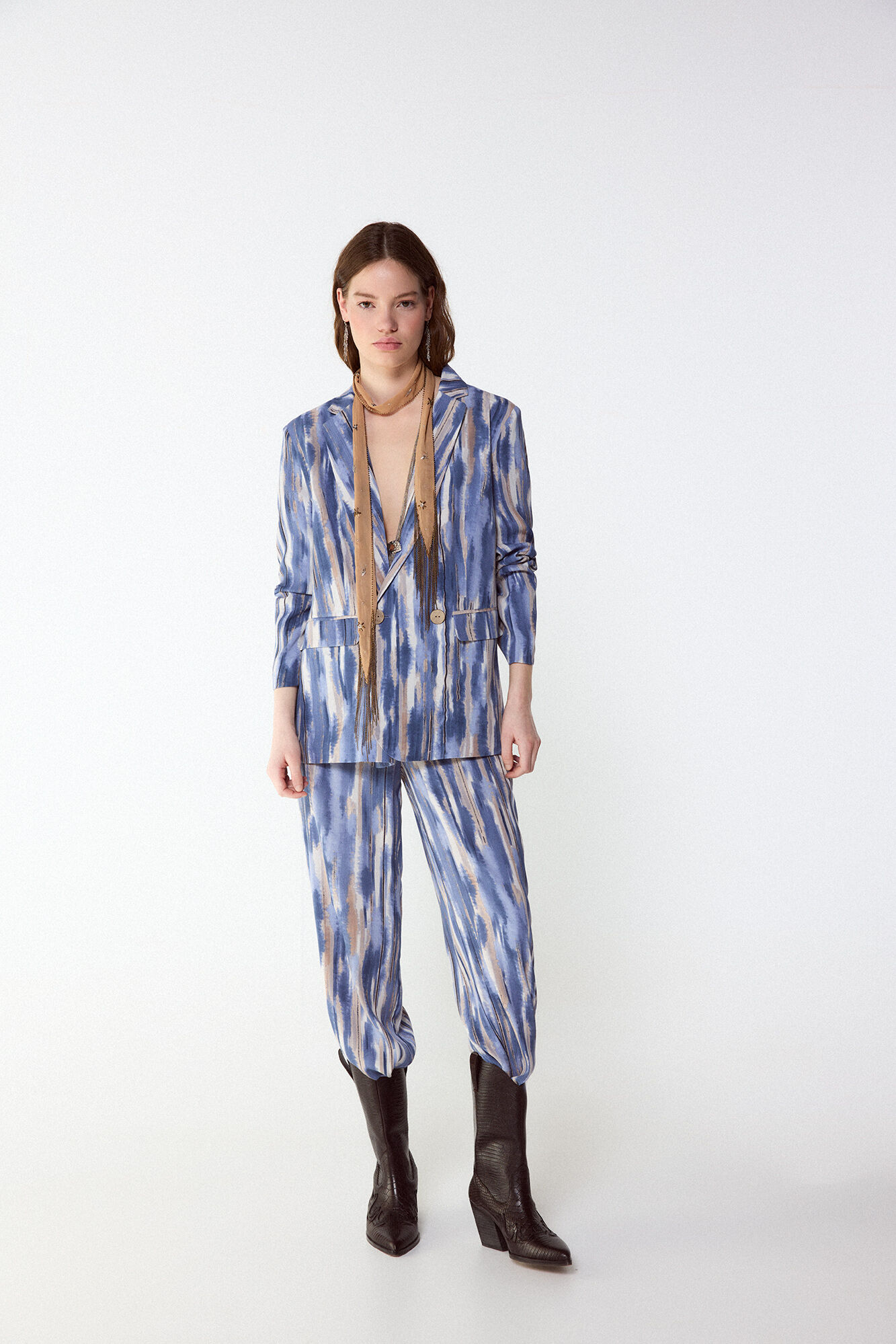 Slowlove Chamarra blazer estampada Estampado azul