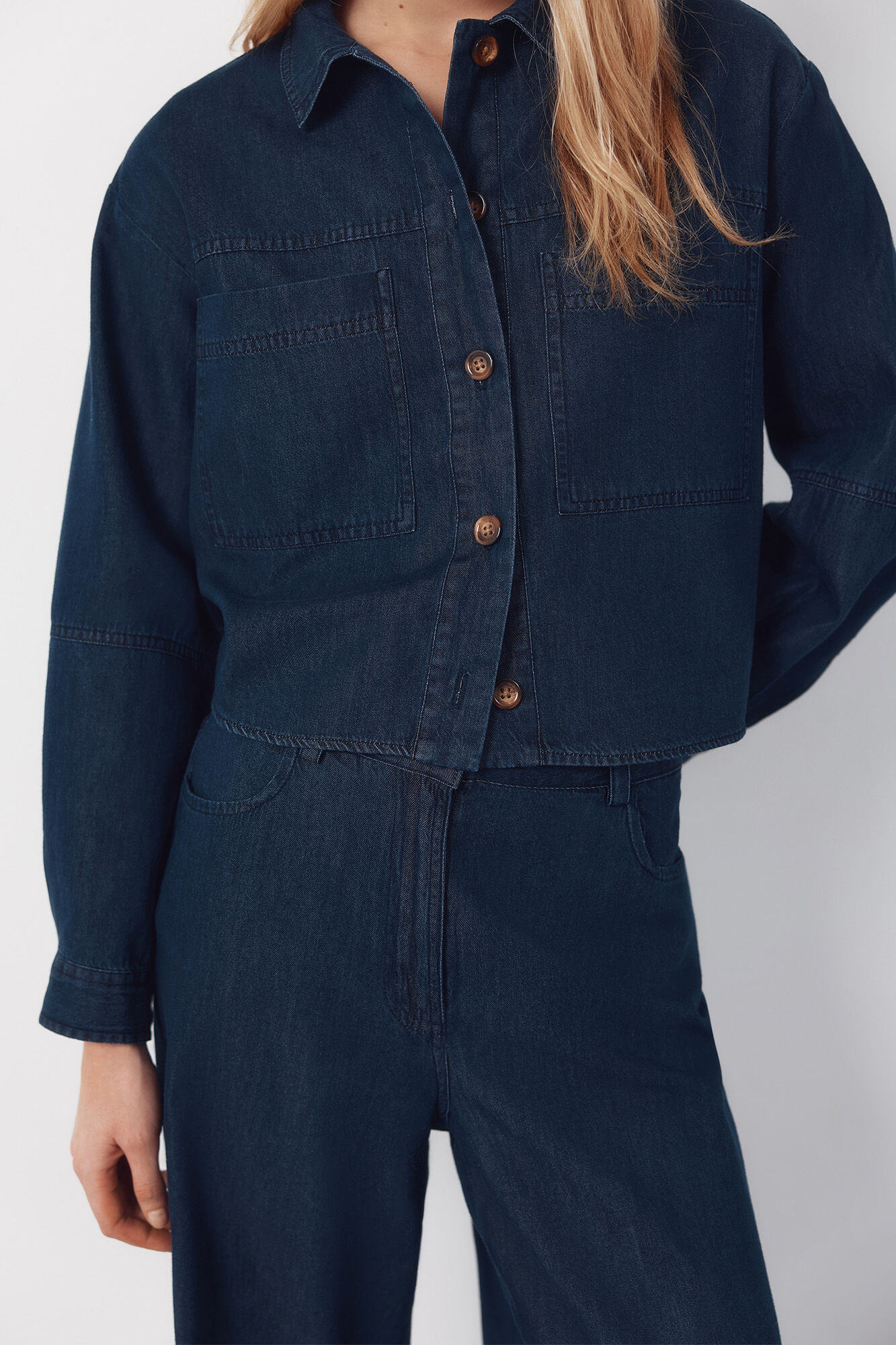 Cortefiel Camisa de mezclilla suave Azul