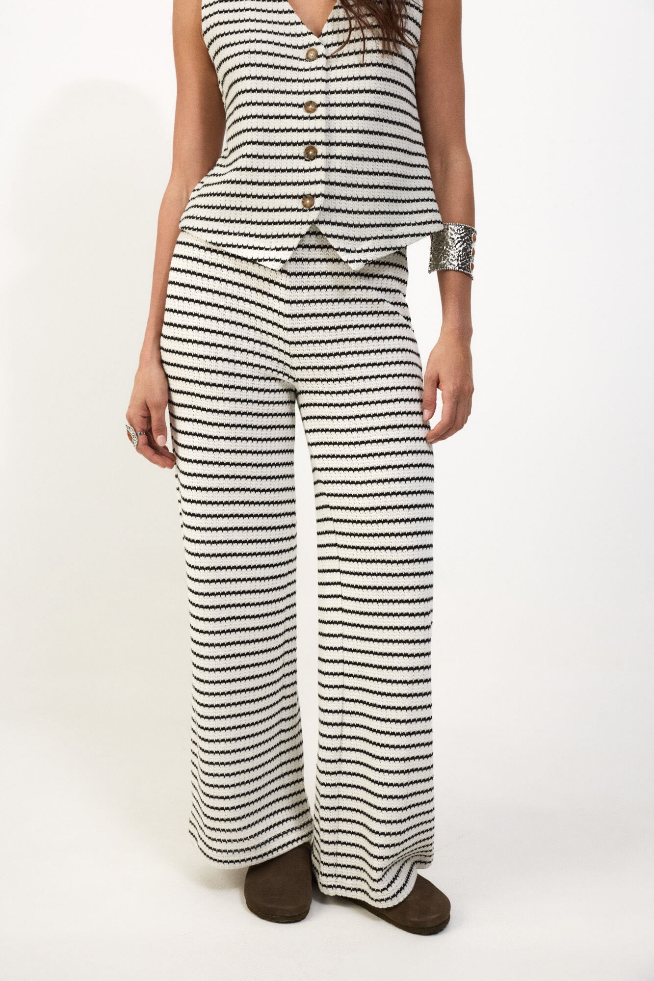Slowlove Pantal&oacute;n de punto Estampado blanco