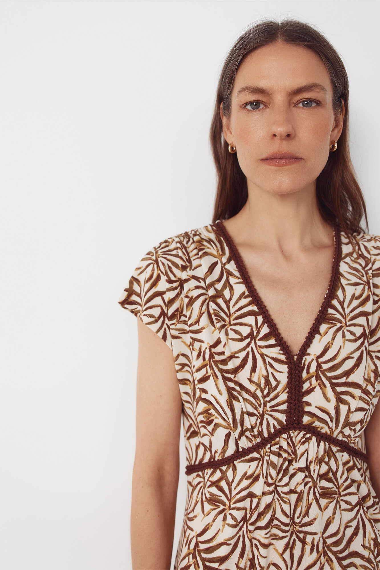 Cortefiel Vestido estampado de trenza