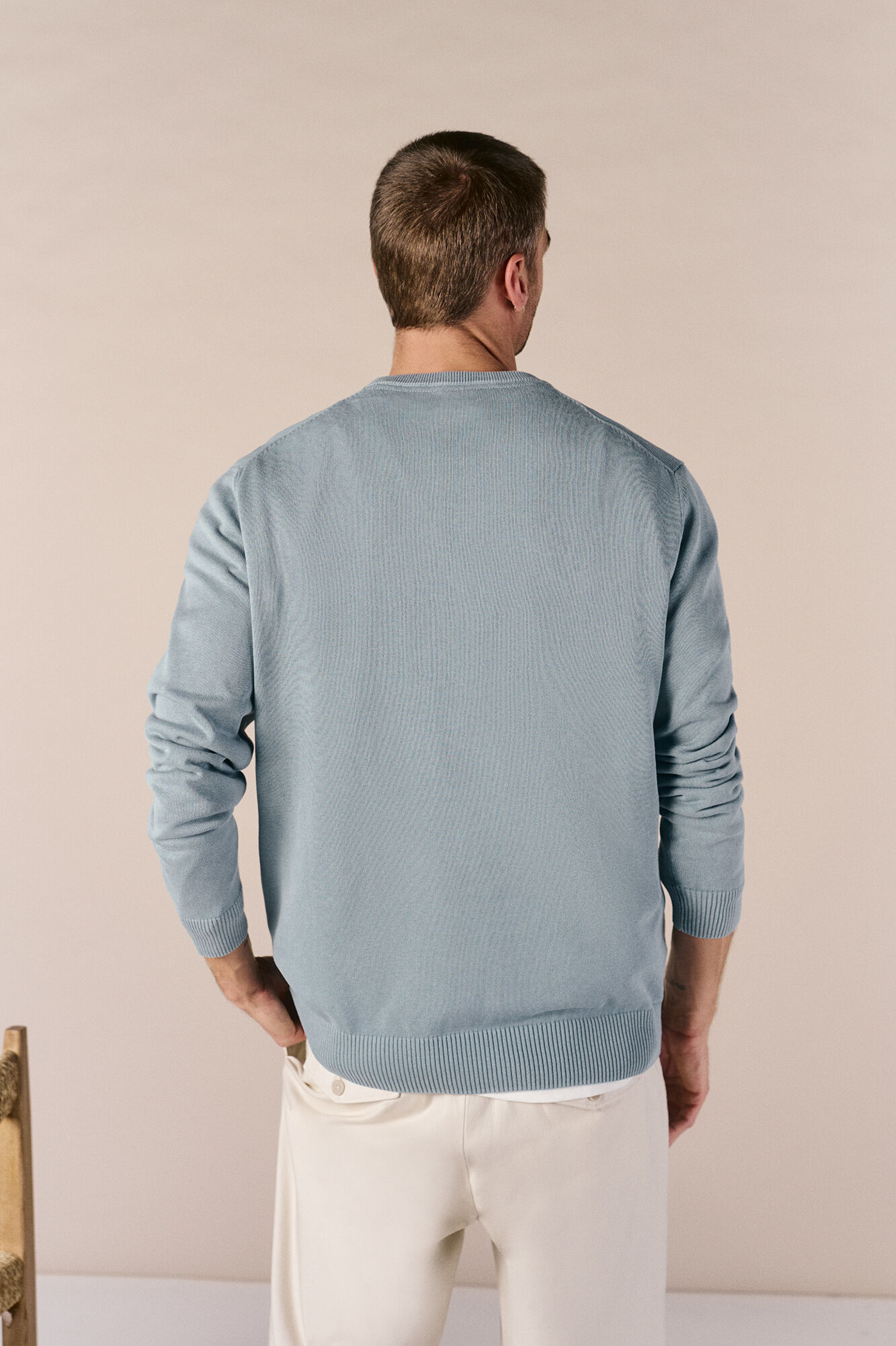 OOTO Jersey cuello redondo algod&oacute;n lavado Azul