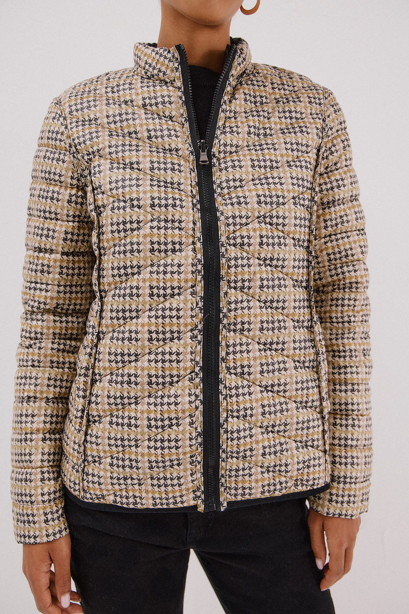 Cortefiel Chamarra reversible plumas Negro