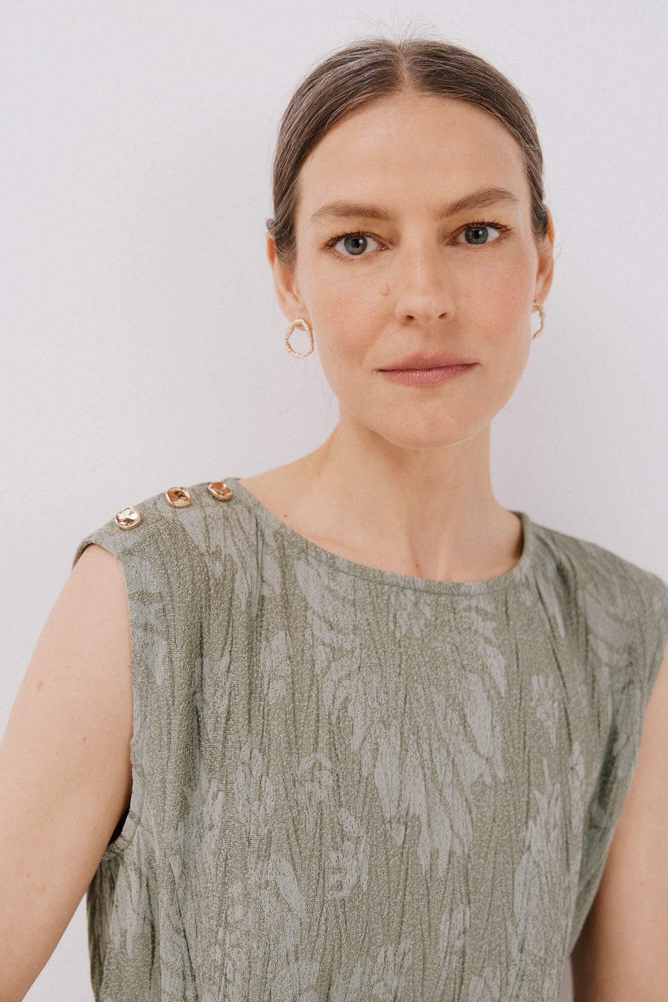 Cortefiel Top jacquard hebilla Kaki