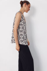 Cortefiel Top largo con pliegues Estampado blanco
