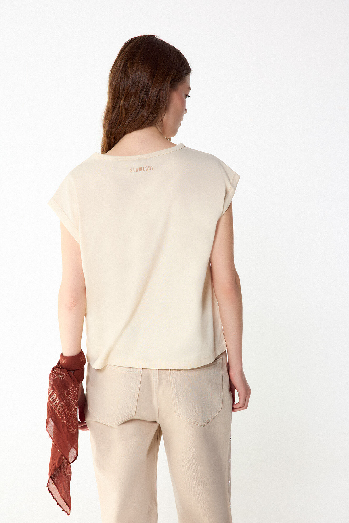 Slowlove Playera estampado bandana Marfil