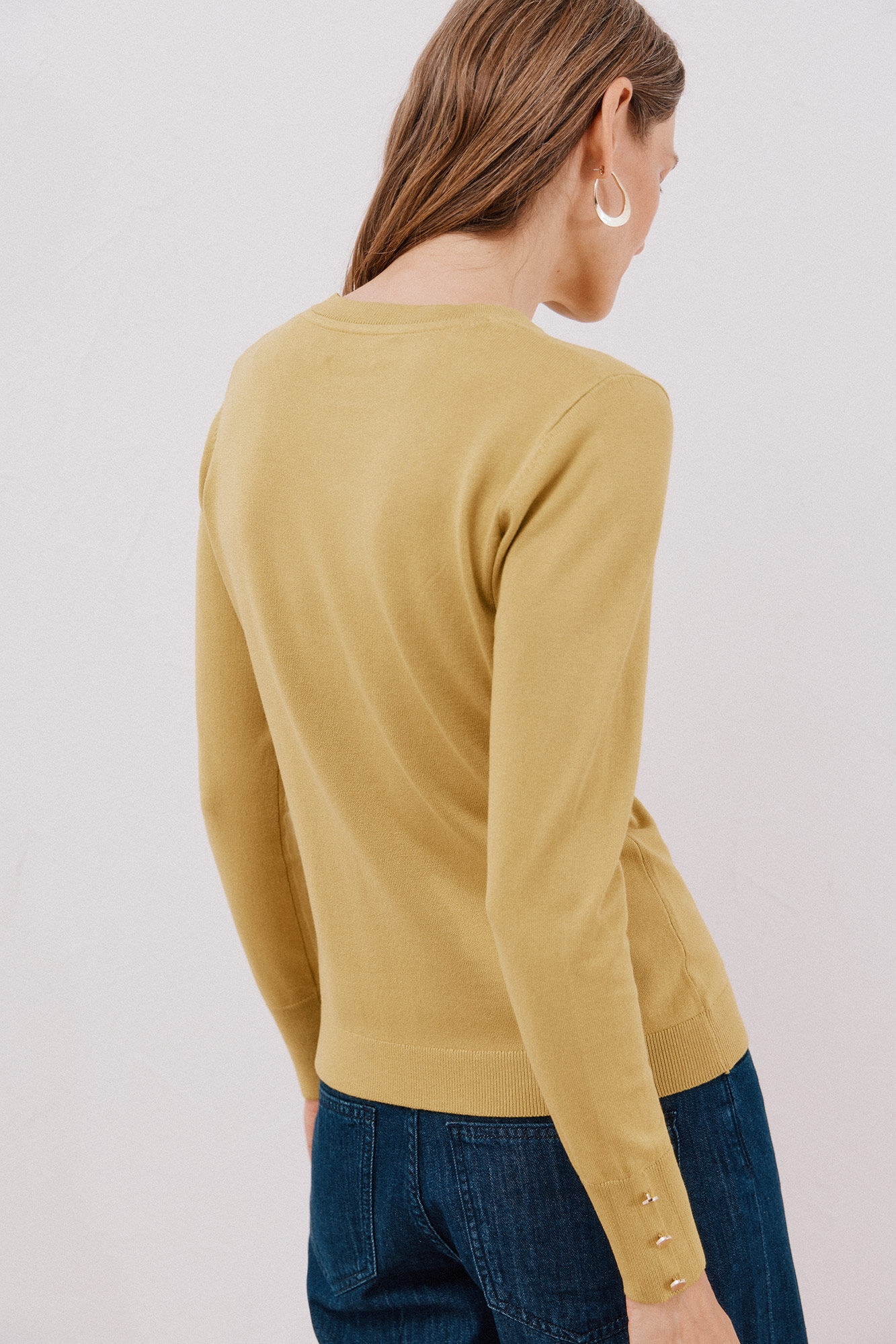 Cortefiel Su&eacute;ter de tejido fino Amarillo