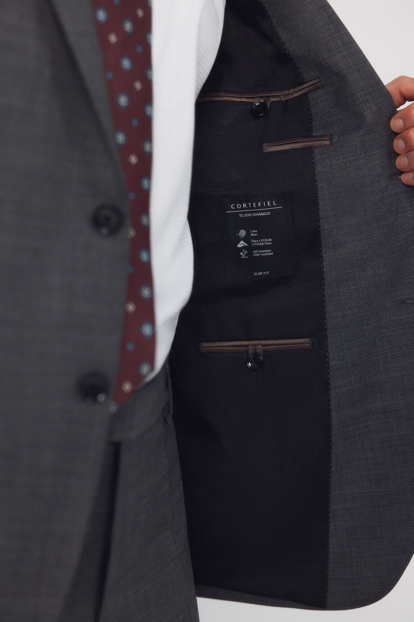 Cortefiel Americana traje dynamic estructura gris Gris oscuro