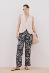 Cortefiel Pantalón fluido estampado Estampado azul