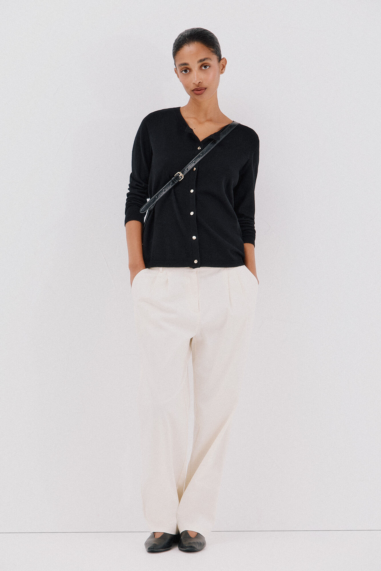 Cortefiel Su&eacute;ter de tejido fino Negro