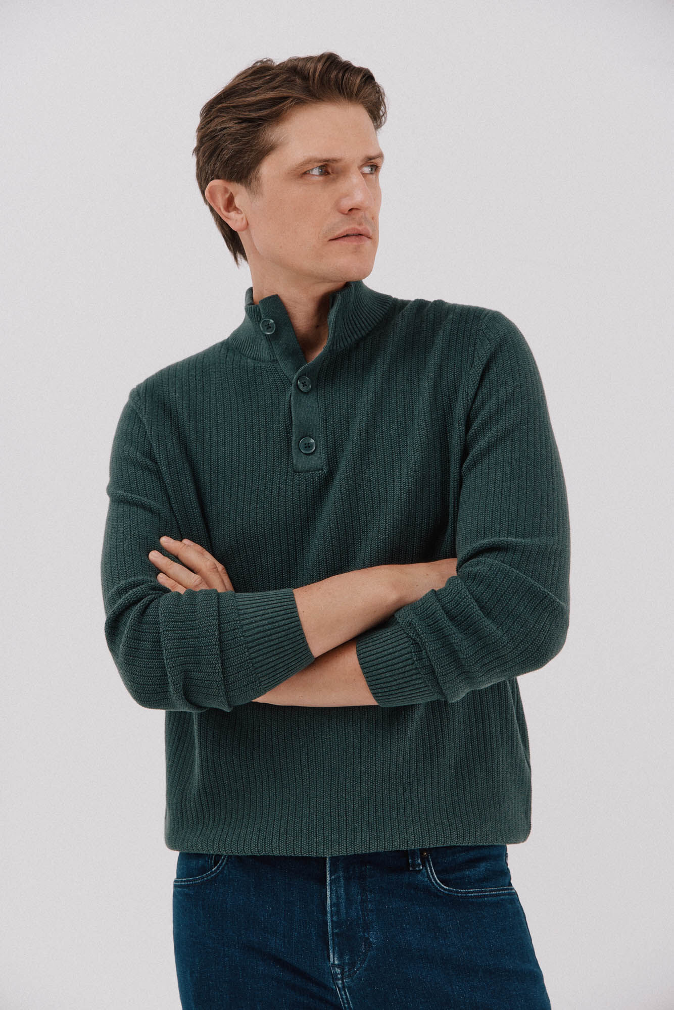 Cortefiel Su&eacute;ter de algod&oacute;n estructura cuello alto