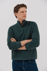 Cortefiel Su&eacute;ter de algod&oacute;n estructura cuello alto Verde oscuro