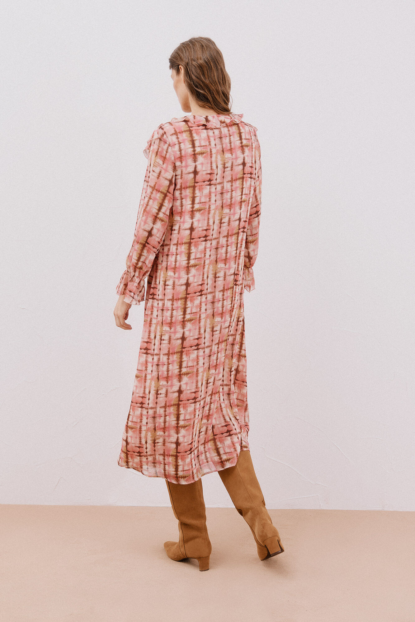 Cortefiel Vestido fluido volantes Multicolor