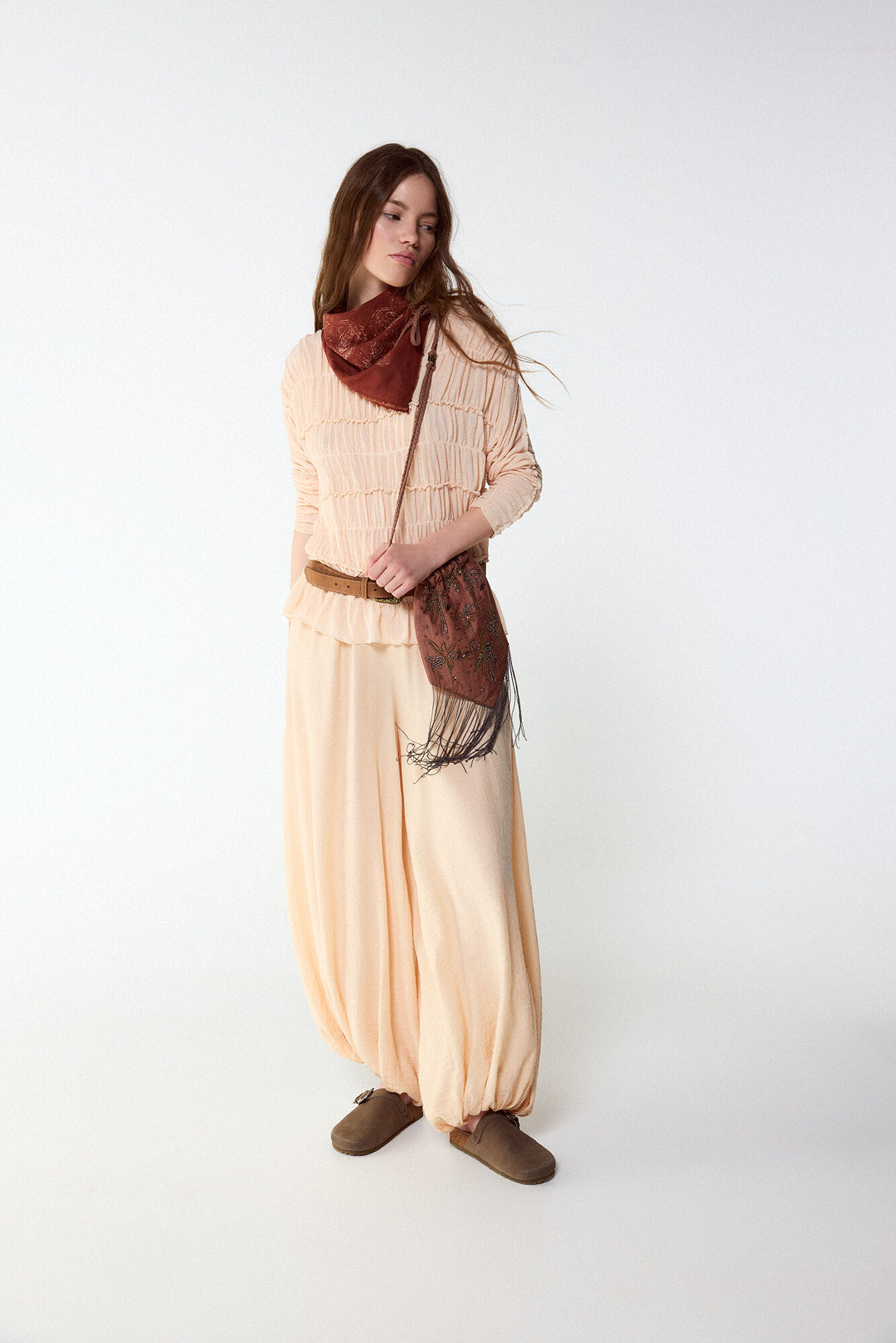 Slowlove Top con frunces Naranja