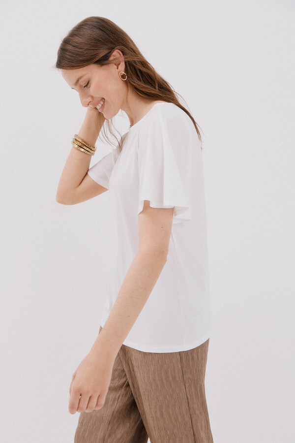 Cortefiel Playera básica fluida Marfil