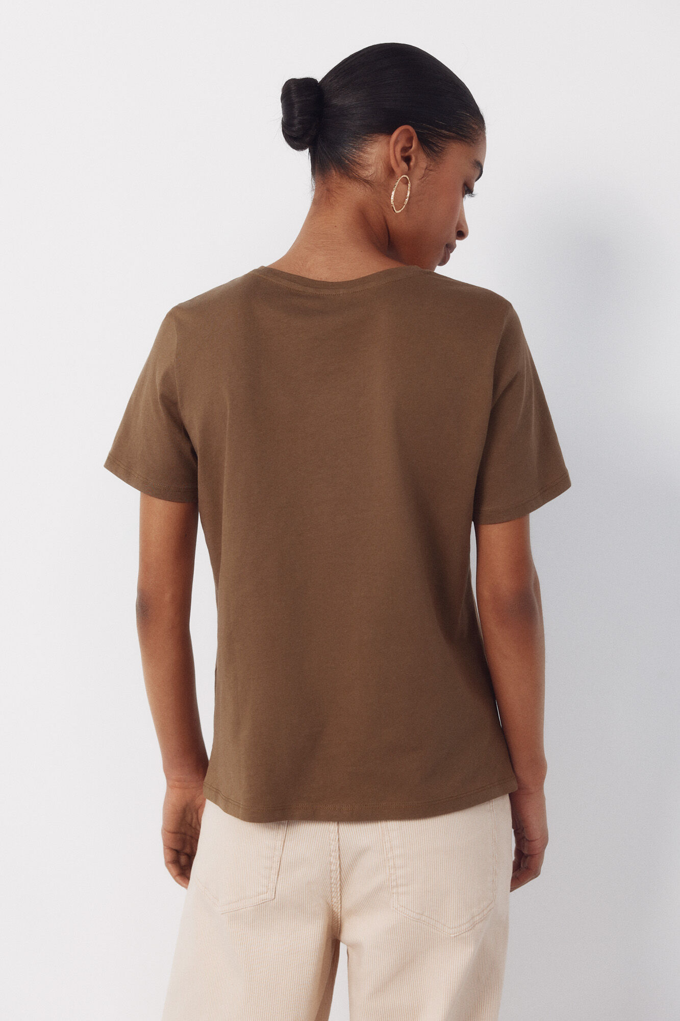 Cortefiel Playera con parche de crochet Kaki