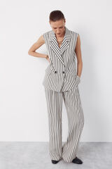 Cortefiel Pantal&oacute;n de rayas con cintur&oacute;n Estampado blanco