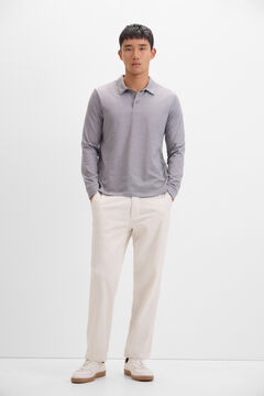 Cortefiel Polo algodón tencel manga larga Gris