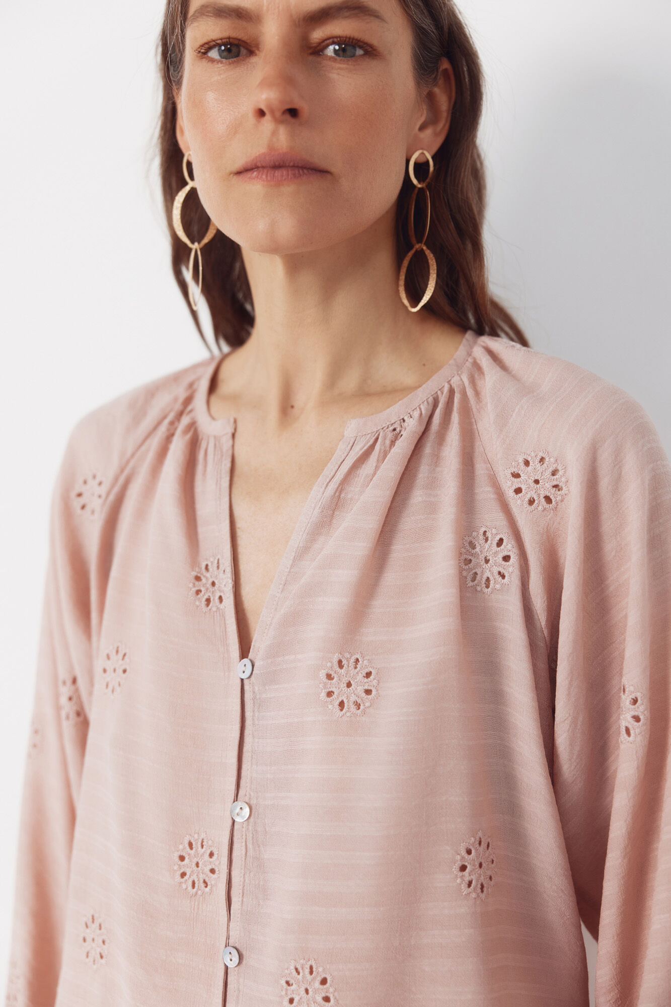Cortefiel Blusa con bordados Rosa