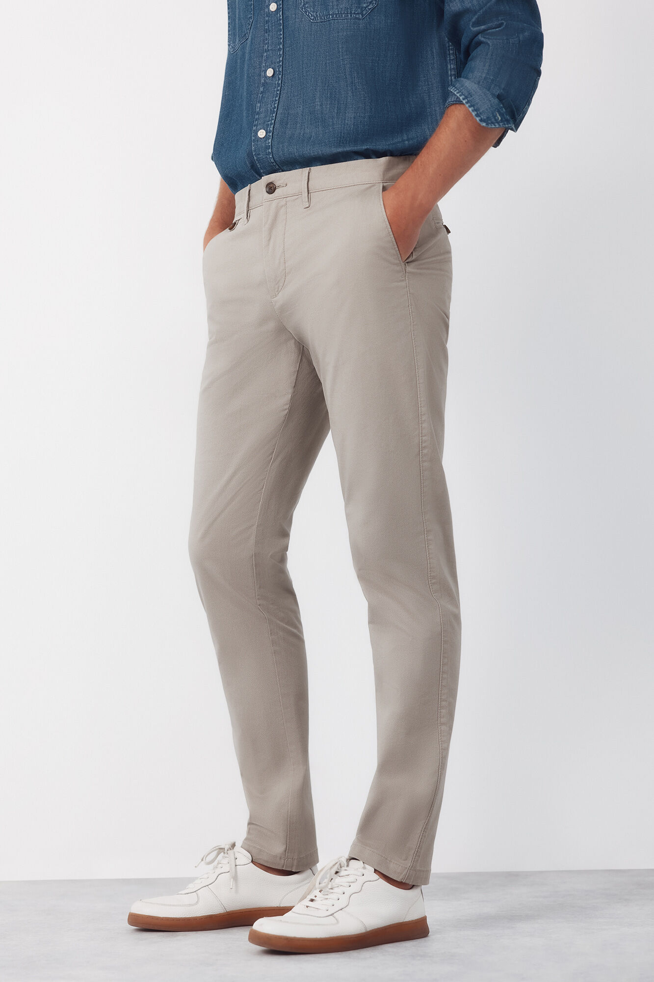 Cortefiel Pantal&oacute;n chino print slim Beige