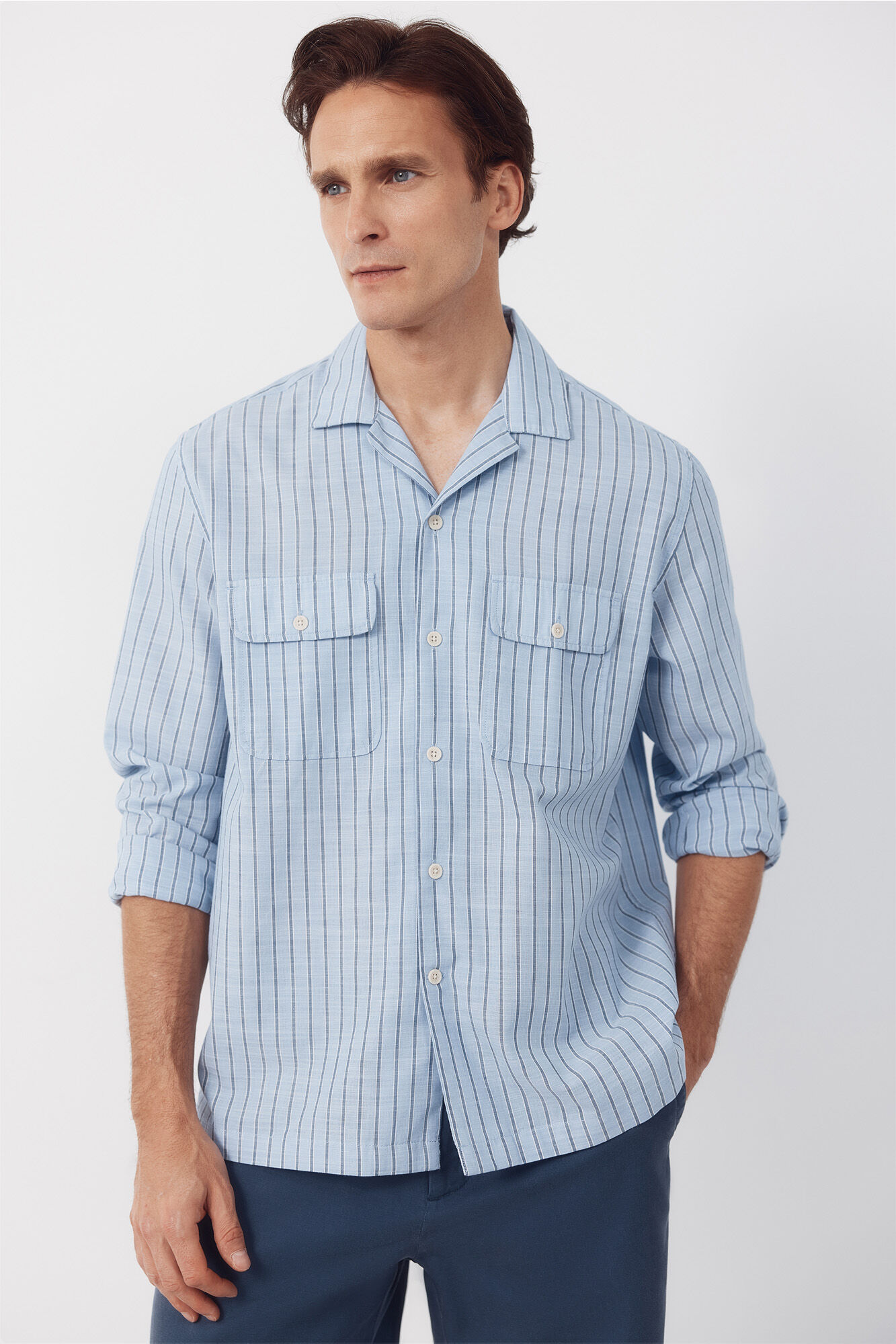 Cortefiel Camisa cuello bowling manga larga