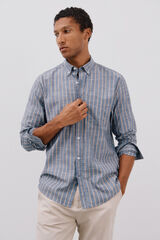 Cortefiel Camisa rayas flamé Azul marino