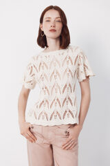 Cortefiel Top de crochet Blanco