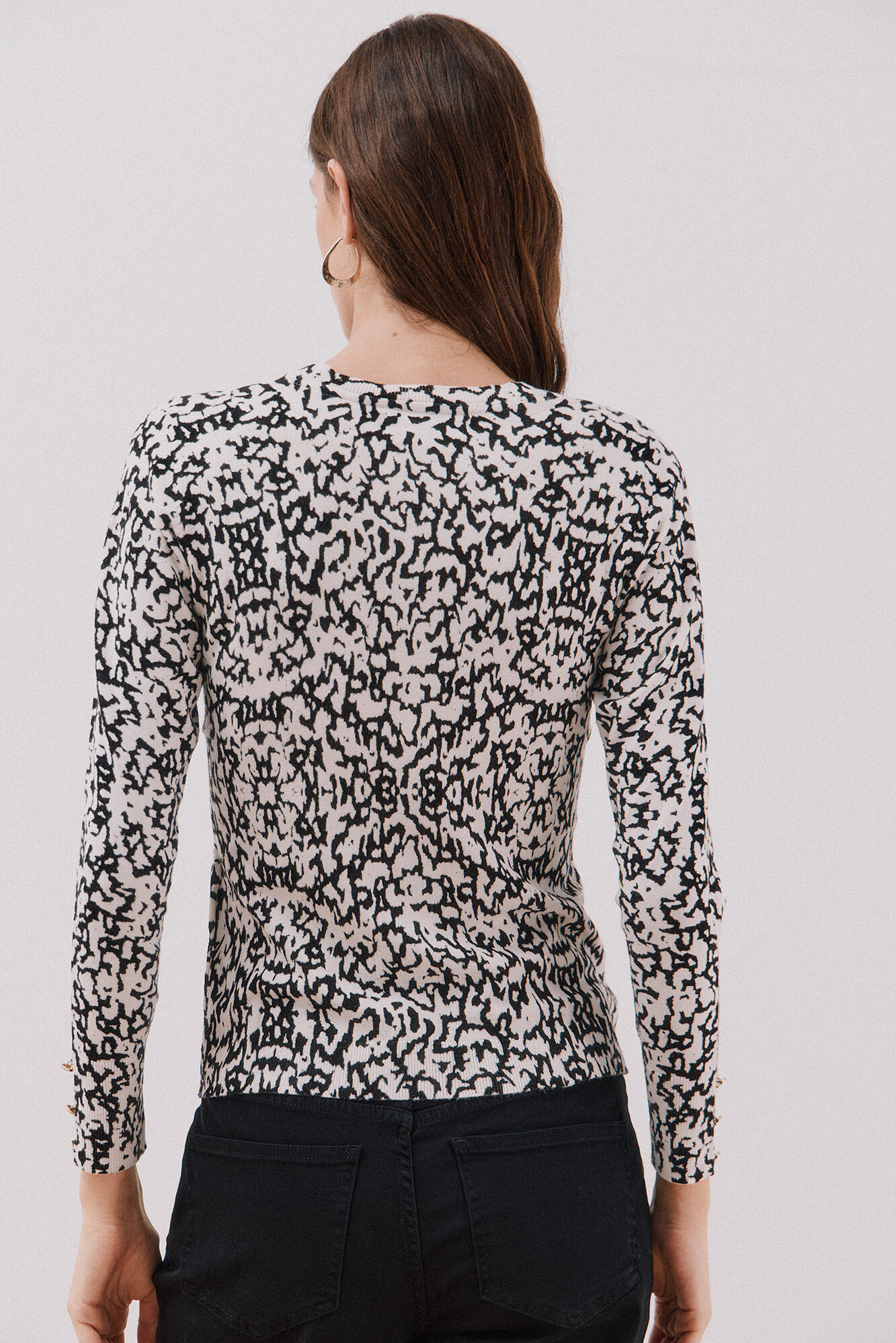 Cortefiel Su&eacute;ter de tejido estampado Negro