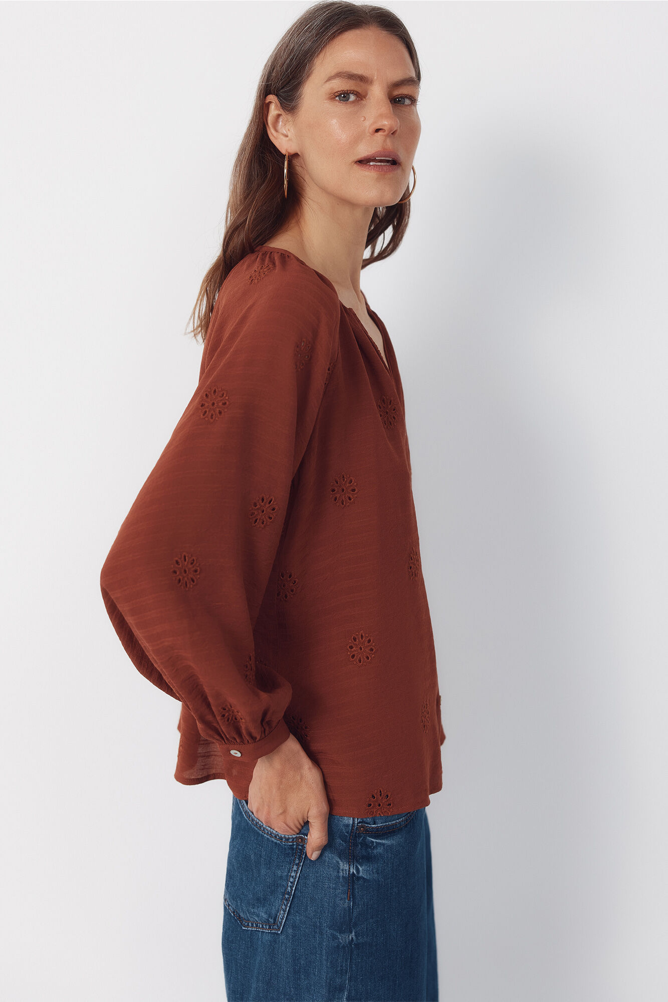 Cortefiel Blusa con bordados Rojo