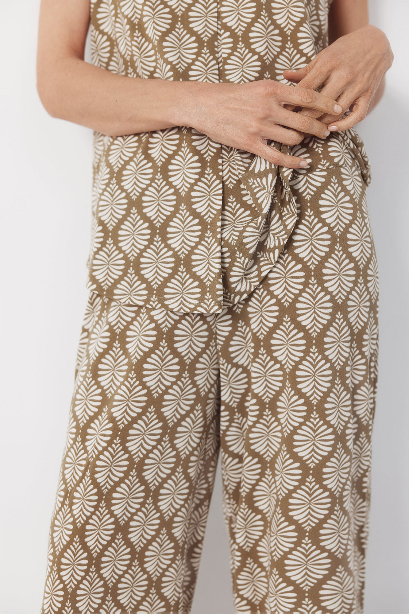 Cortefiel Pantal&oacute;n de tejido Estampado verde