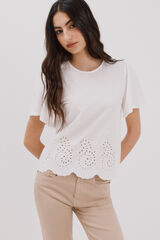 Cortefiel Playera bordada Blanco