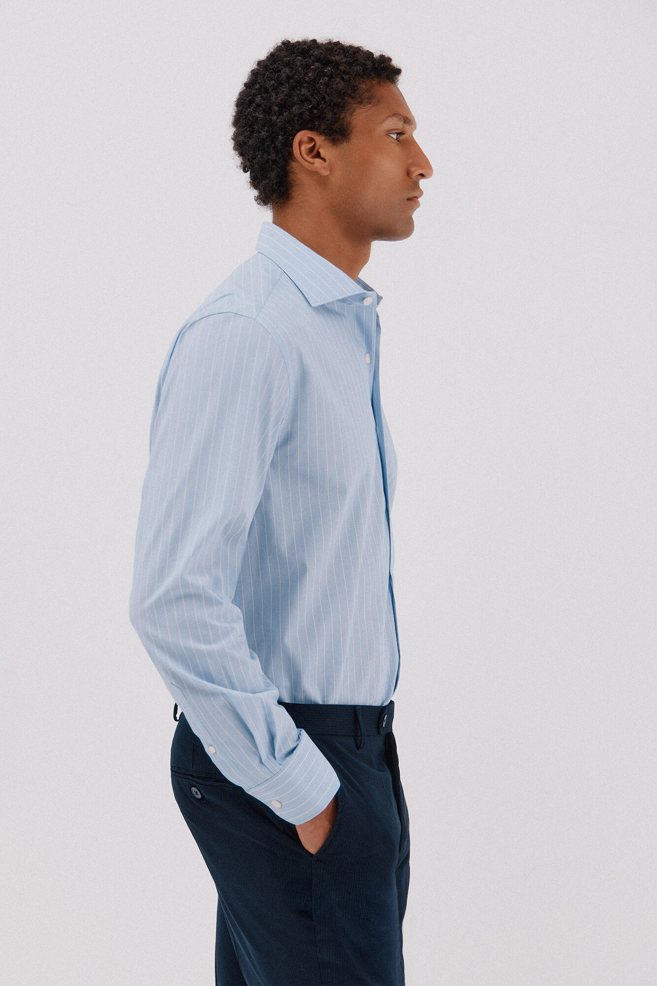 Cortefiel Camisa vestir rayas f&aacute;cil plancha Azul