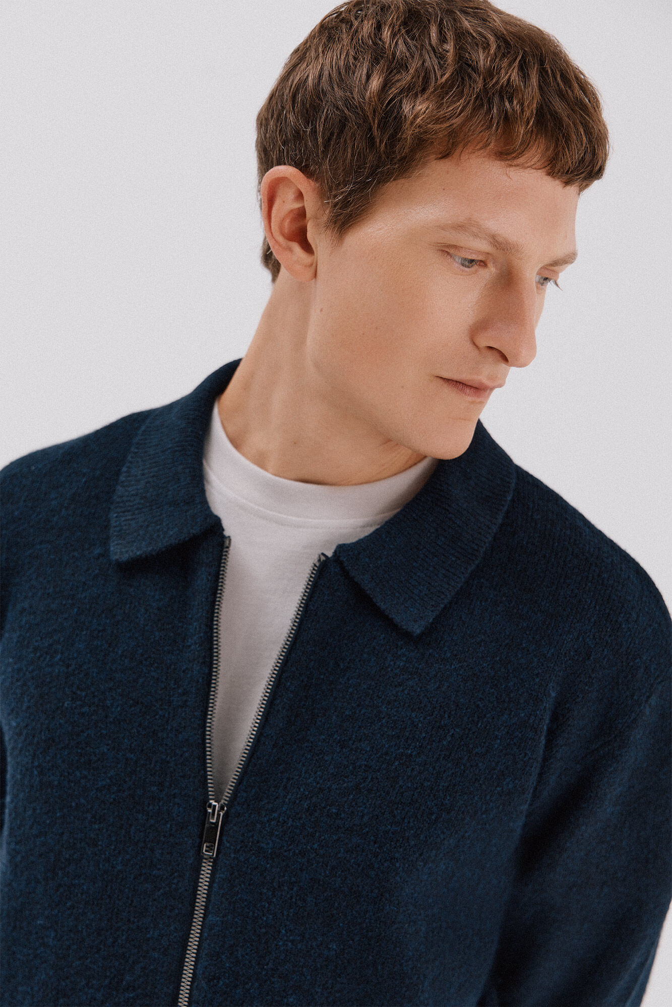 Cortefiel <br>-C&aacute;rdigan tejido textura cierre Azul marino