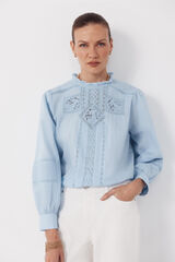 Cortefiel Blusa bordada Azul