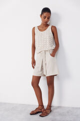 Cortefiel Bermudas fluidas de tencel Marr&oacute;n
