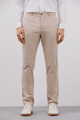 Cortefiel Pantalón chino algodón-lino Beige