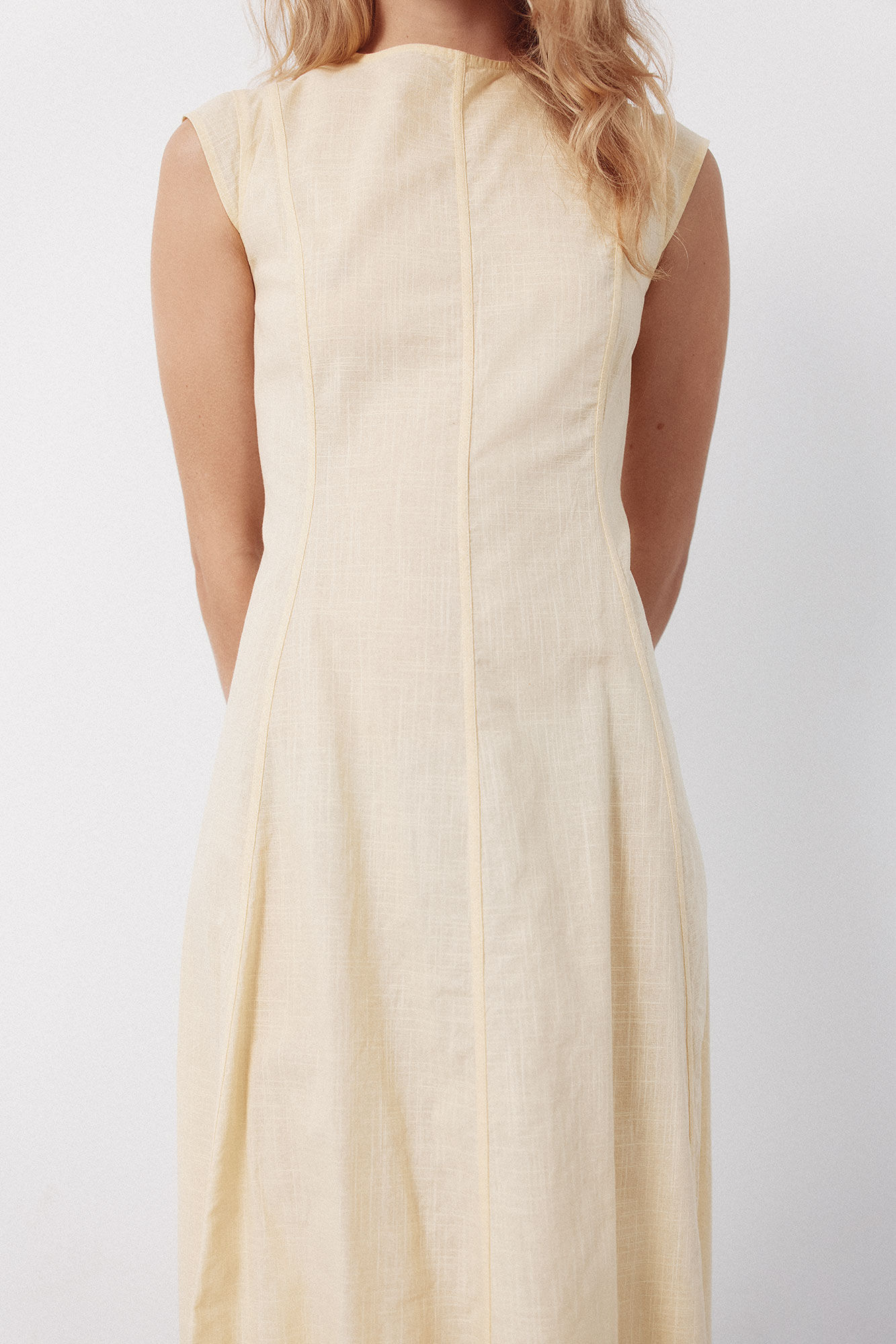 Cortefiel Vestido con contrastes Amarillo