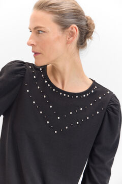 Cortefiel Camiseta con studs Negro