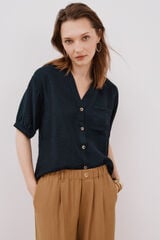 Cortefiel Camisa estampado animal Negro