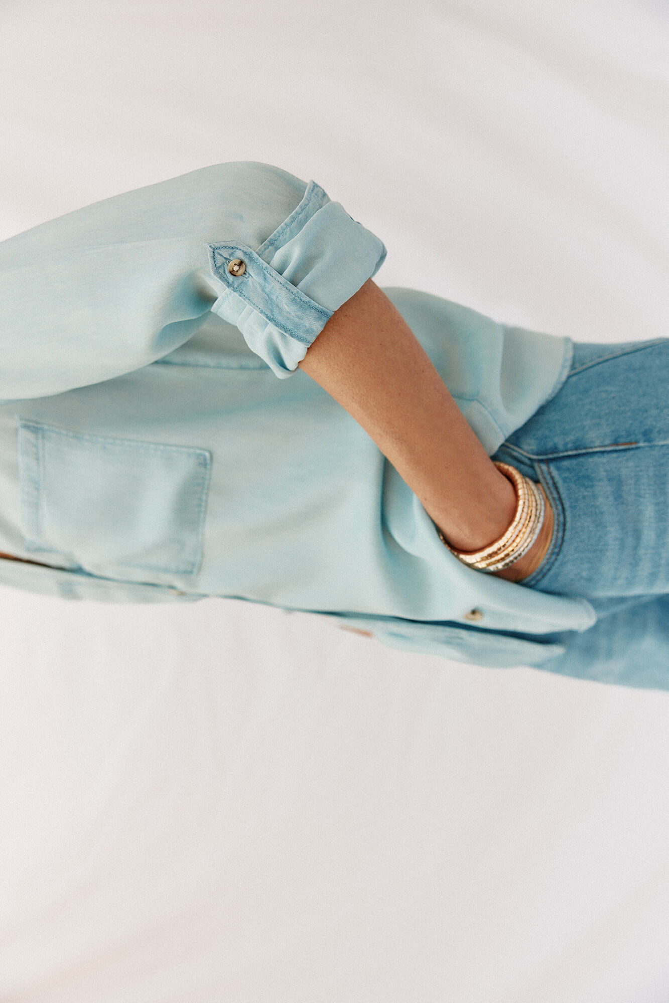 Cortefiel Camisa denim tencel Azul oscuro