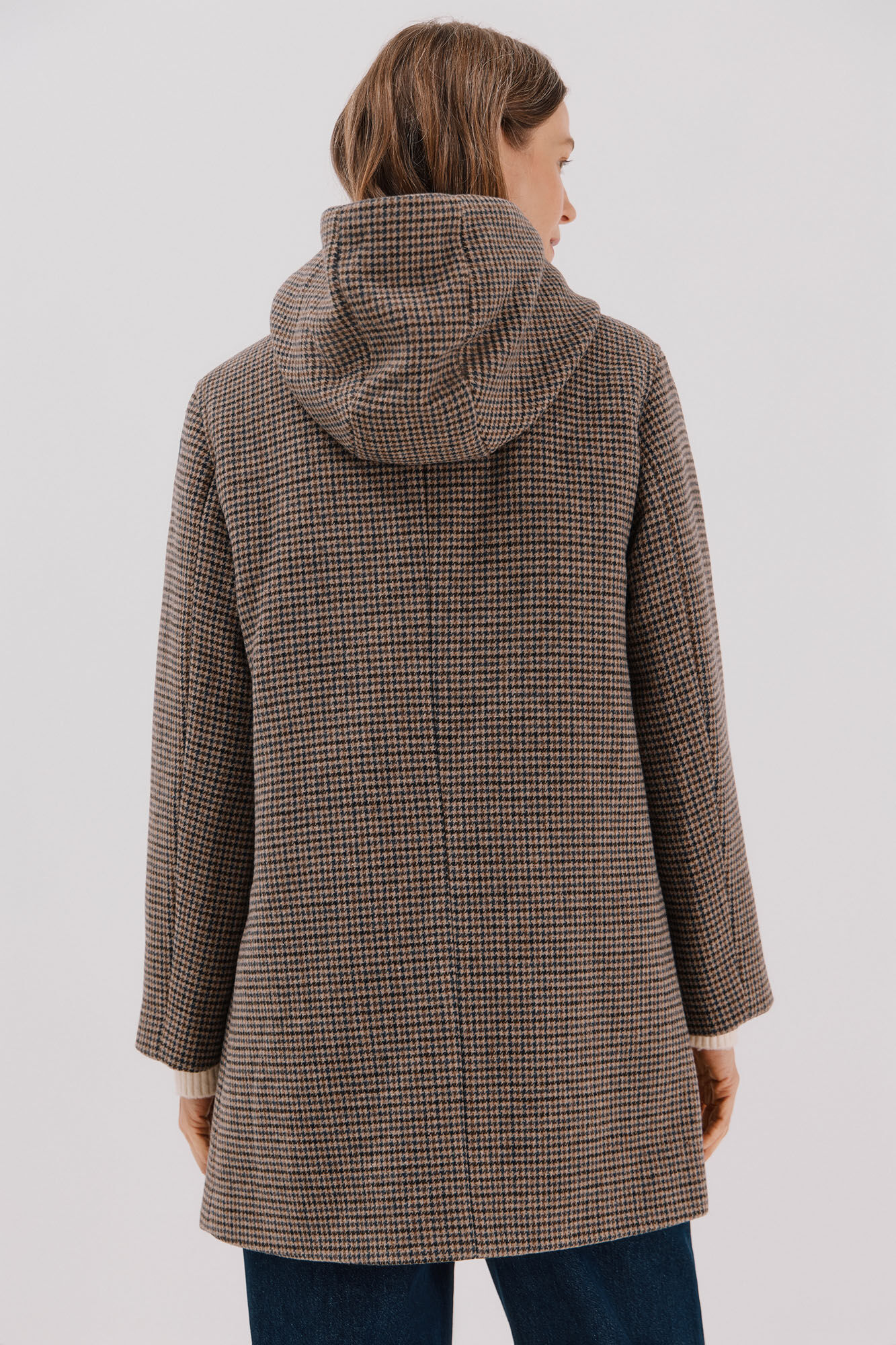 Cortefiel Abrigo pa&ntilde;o capucha Multicolor