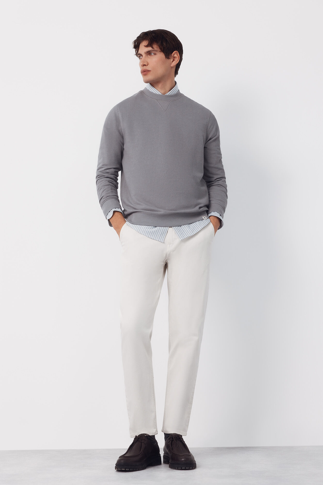 Cortefiel Sudadera estructura cuello caja Gris