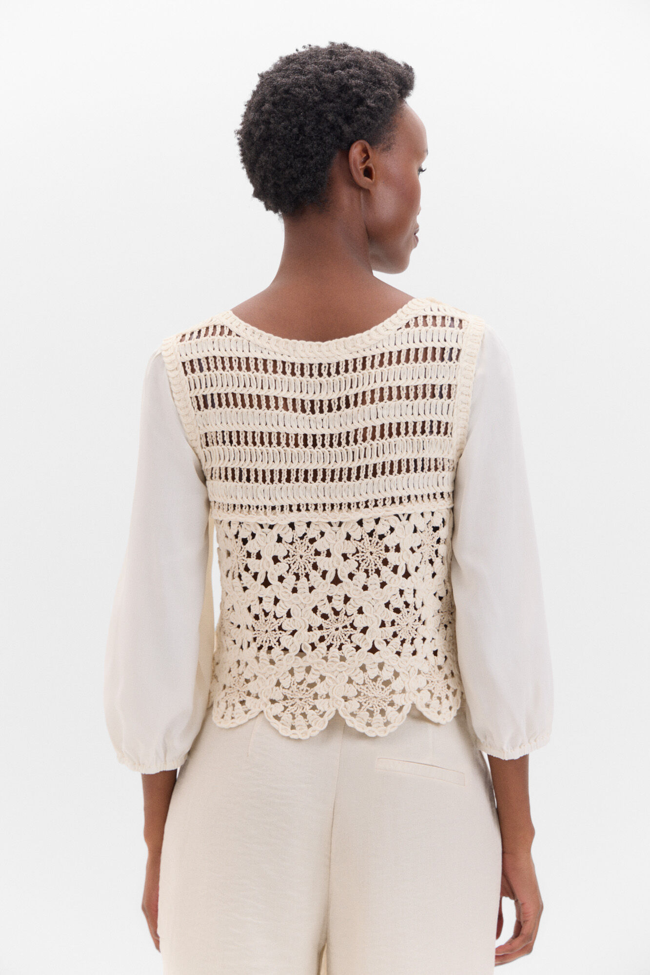 Cortefiel Blusa combinada crochet