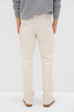 Cortefiel Pantalón 5 bolsillos color regular fit Marfil